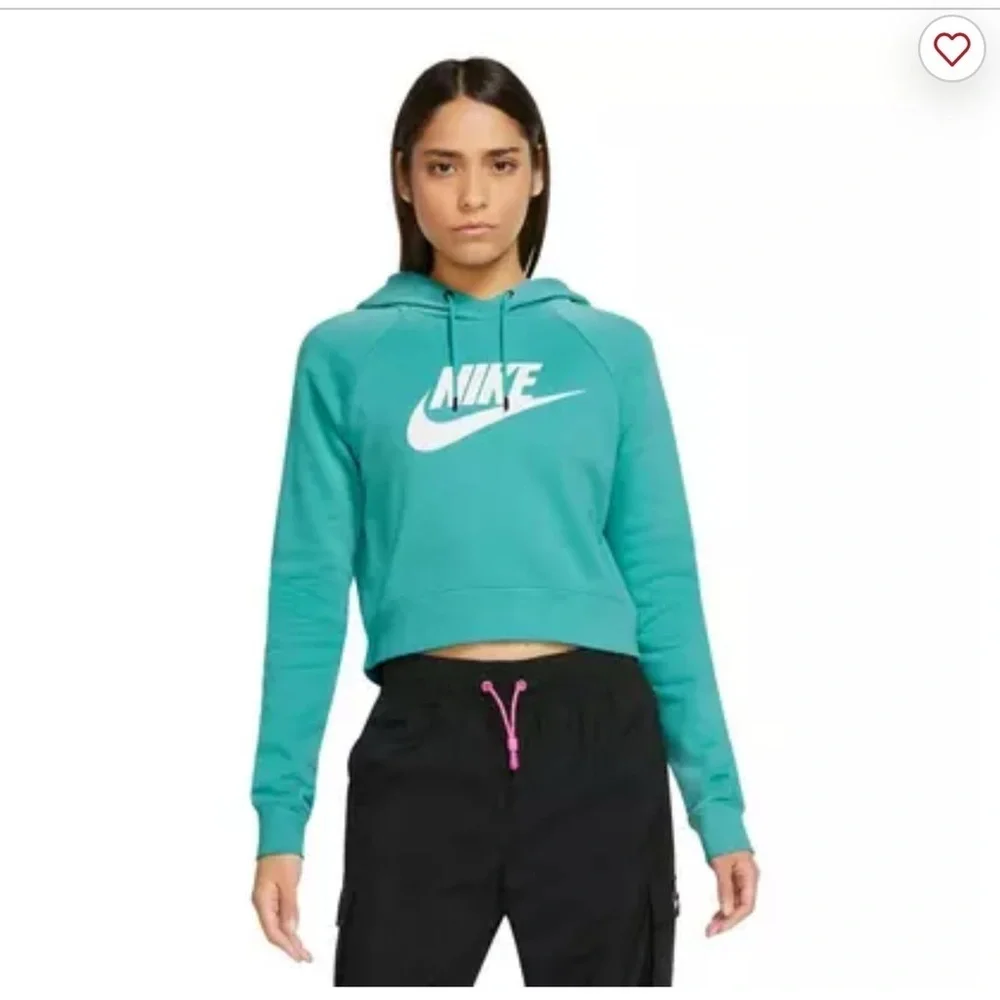 Nike Women’s Essential Cropped Hoodie Blue Turquoise Size XL Sporty Athletic